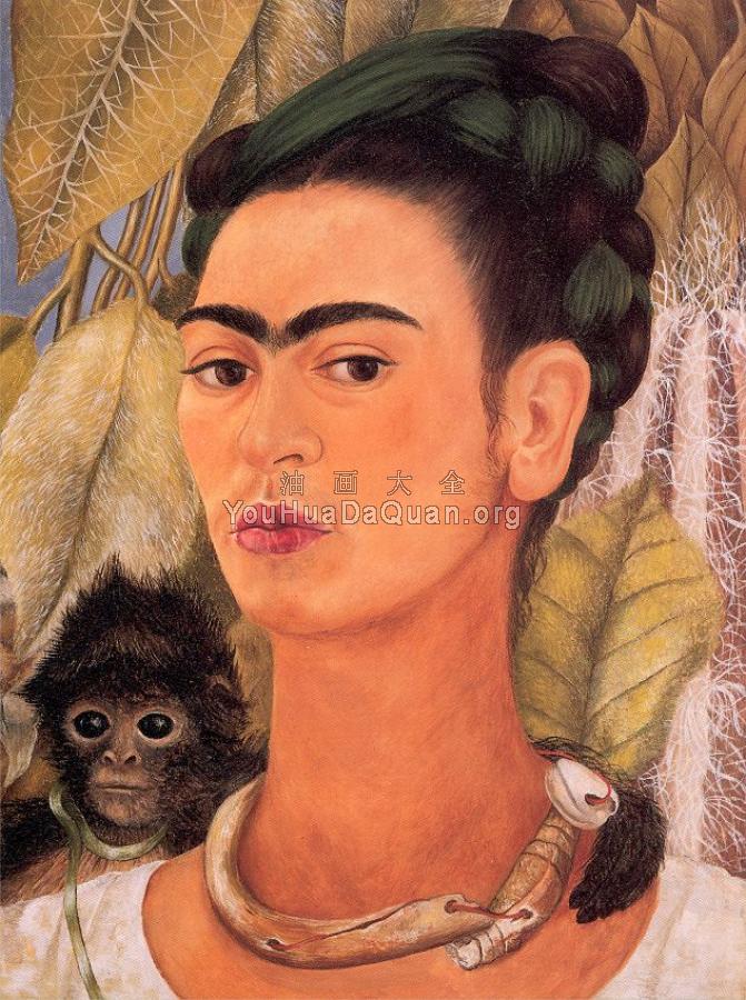 Self-Portrait with Monkey - 弗里达·卡洛